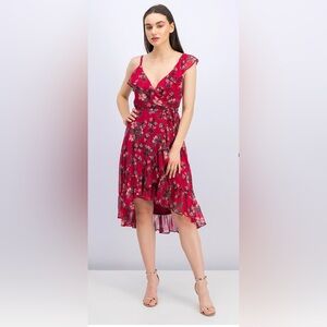 Avec Les Fillles Women Floral Print Wrap Dress, Berry. Women’s size 0